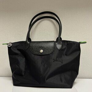 Longchamp Le Pliage Green in Black Tote Bag Medium
